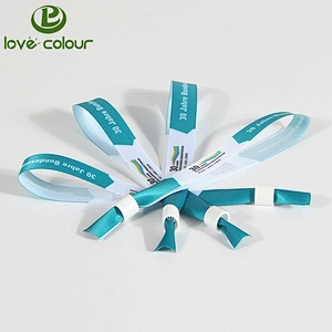 Factory price customized print logo festival wristband/satin wristband hand bands