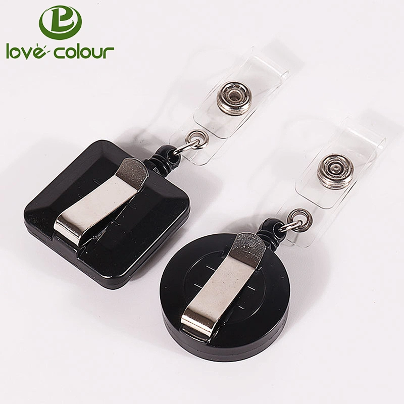 Retractable Reel Recoil Pull Key Ring Chain Cord Carabiner Belt Clip Ski Pass ID Card Badge Holder