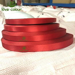 Custom polyester red color solid soft grosgrain ribbon
