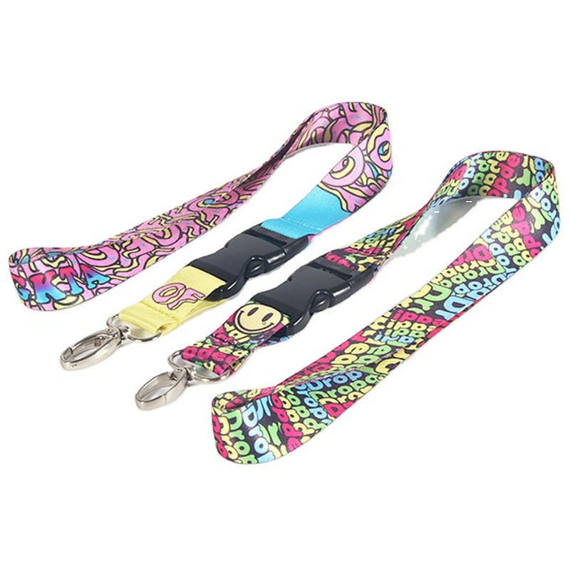 Custom new products pink color polyester cute children lanyard