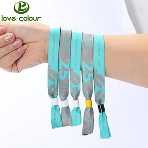 Hot Sale Custom One Way Slide woven Fabric Wrist band For Festival