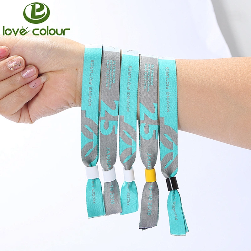 Hot Sale Custom One Way Slide woven Fabric Wrist band For Festival