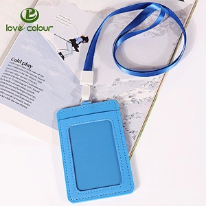 Customized business exhibition pu ID name tag card holder for staff / worker