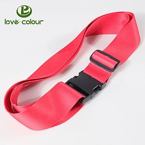 Polyester heat transfer red printing luggage belt / strap with adjustable buckle