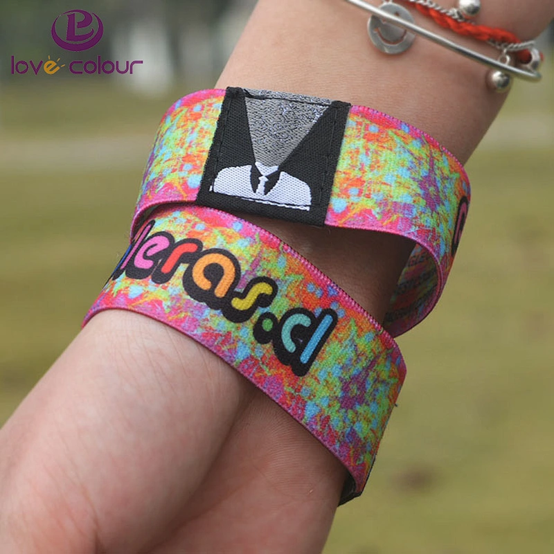 Custom Sublimation Full Color Festival Bracelet Event Elastic Fabric Wristband