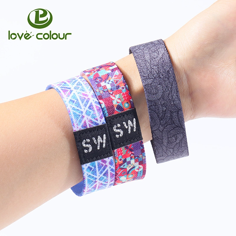 Dye-sublimated custom polyester embroidery logo elastic wristband
