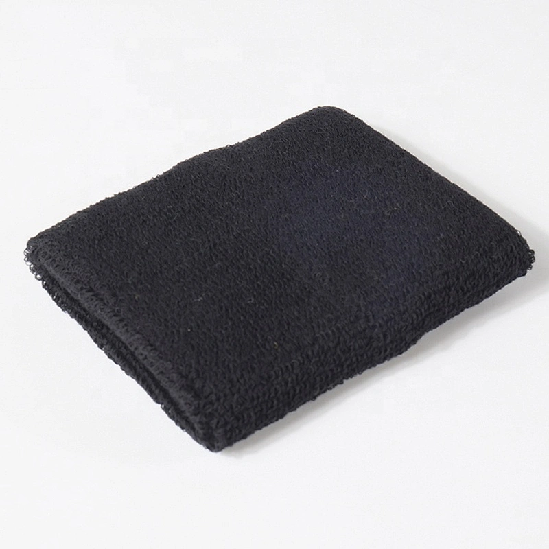 Custom Cotton Material Elastic Sweatband Black Sweat Wristband for Sport