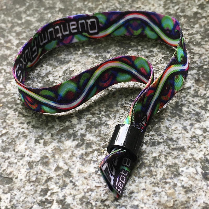 Custom your event logo woven wristband with one off slide lock