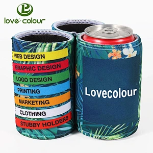Custom Neoprene Black And White Tube Soft Stubby Can Cooler Holder Sleeve For Promotion