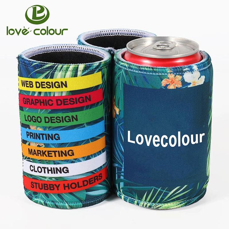 Custom Neoprene Black And White Tube Soft Stubby Can Cooler Holder Sleeve For Promotion