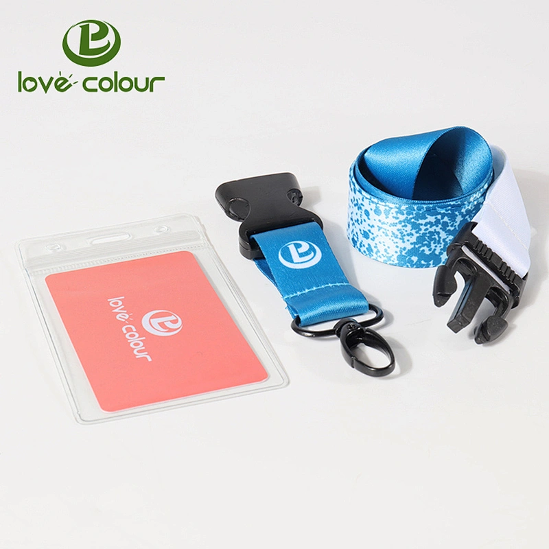 Sublimation card holder custom neck lanyard with safety buckle