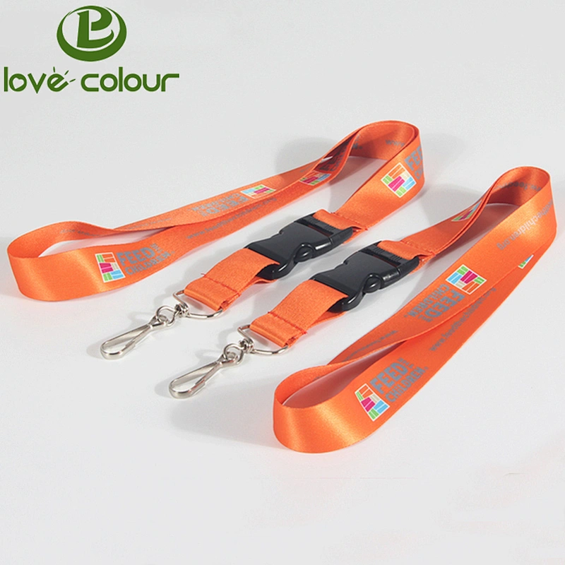 Custom Orange Color High Quality J-hook Polyester Lanyard Branded with Your Logo
