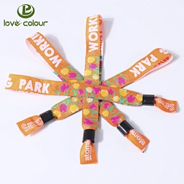 Festival fabric jacquard woven bracelet wristband with slide lock