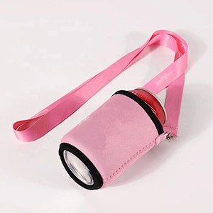Custom wedding favor neoprene sleeves stubby can cooler with lanyard