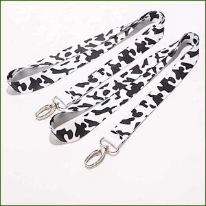 Free sample popular custom cheap polyester printed cow printed lanyard