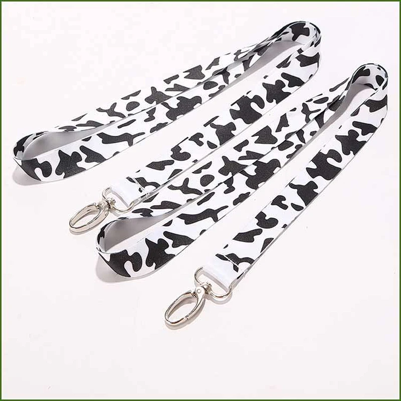 Free sample popular custom cheap polyester printed cow printed lanyard