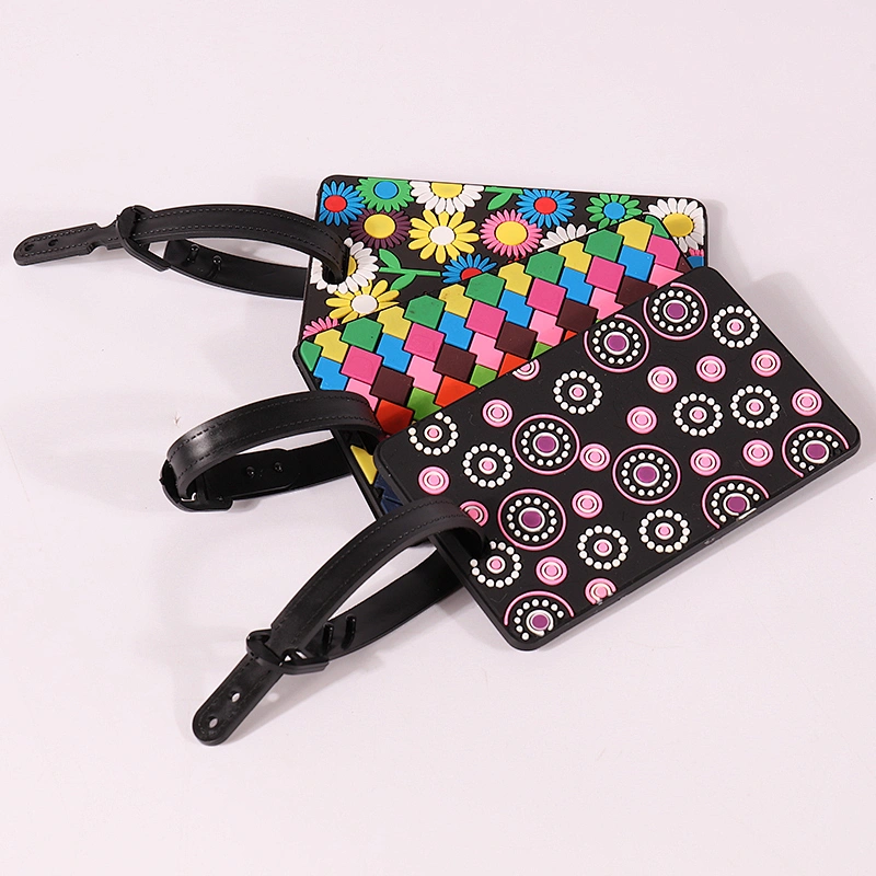 Custom full color printed luggage tags with leather strap