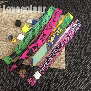 Polyester customized flexible polyester wristbands bracelet with plastic lock