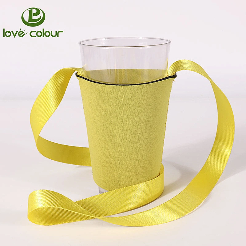 Custom neoprene beer glass holder polyester lanyard with big discount / Lanyard with wine glass holder