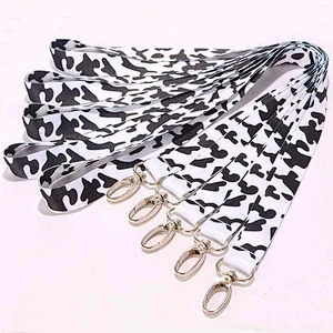 Free sample popular custom cheap polyester printed cow printed lanyard
