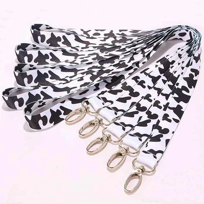 Free sample popular custom cheap polyester printed cow printed lanyard