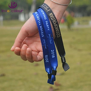Polyester custom wrist bands bracelets hand bands with plastic locks