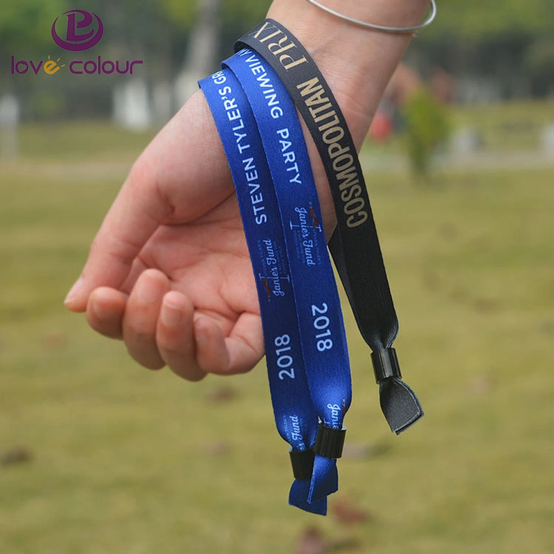 Polyester custom wrist bands bracelets hand bands with plastic locks