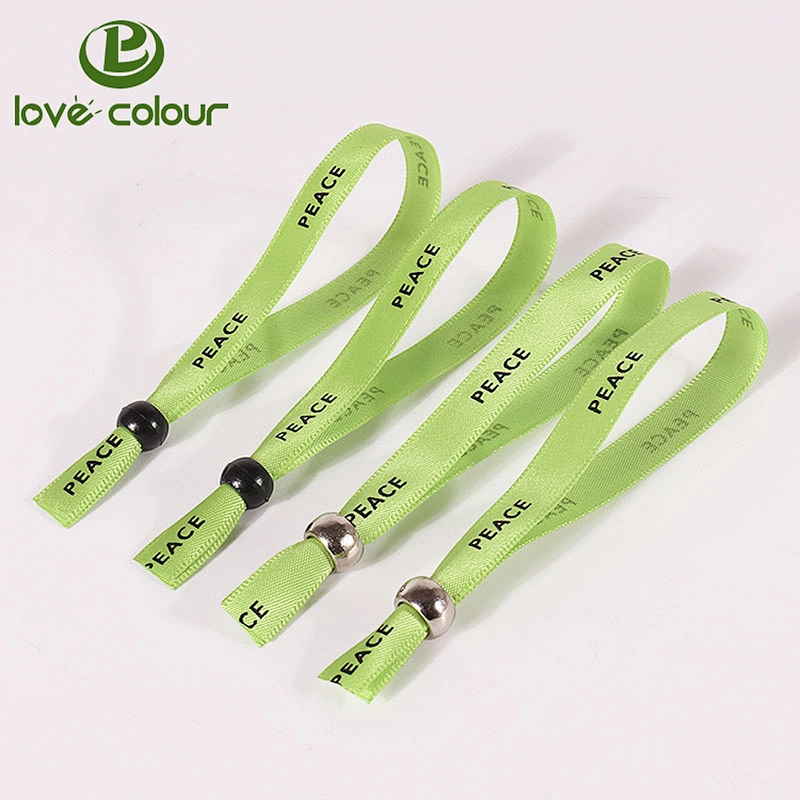 Customized fabric friendship bracelets satin recycling wristband for events