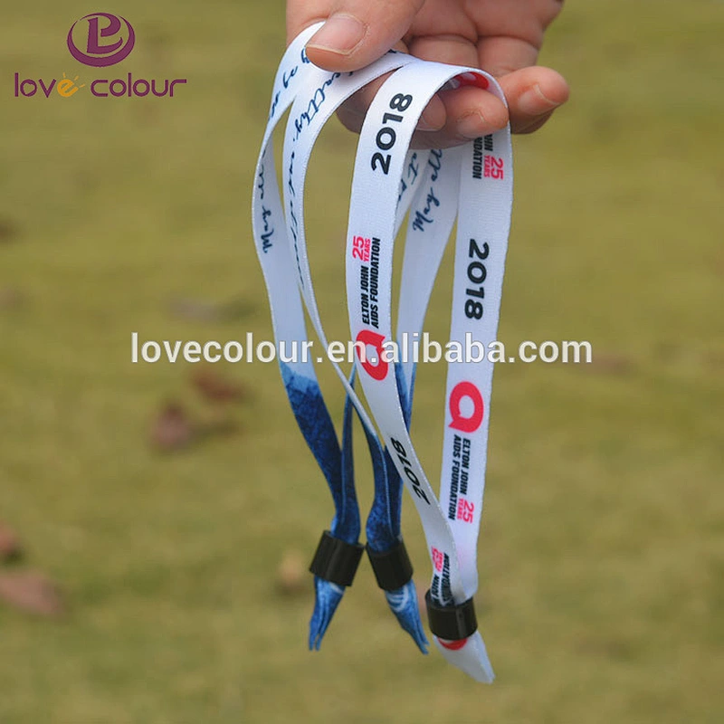High quality promotional polyester printing birthday souvenirs wristband