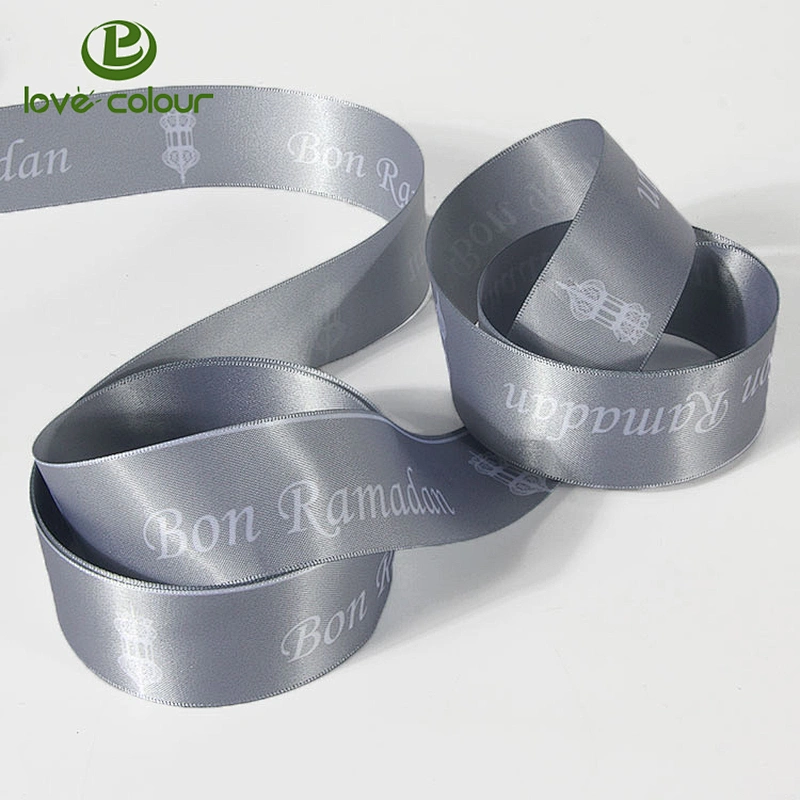 Custom light blue satin ribbon band for gift promotion