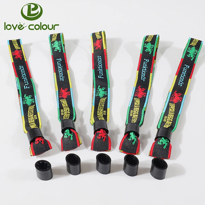 Custom Fabric handicraft polyester woven numbered wristbands for event
