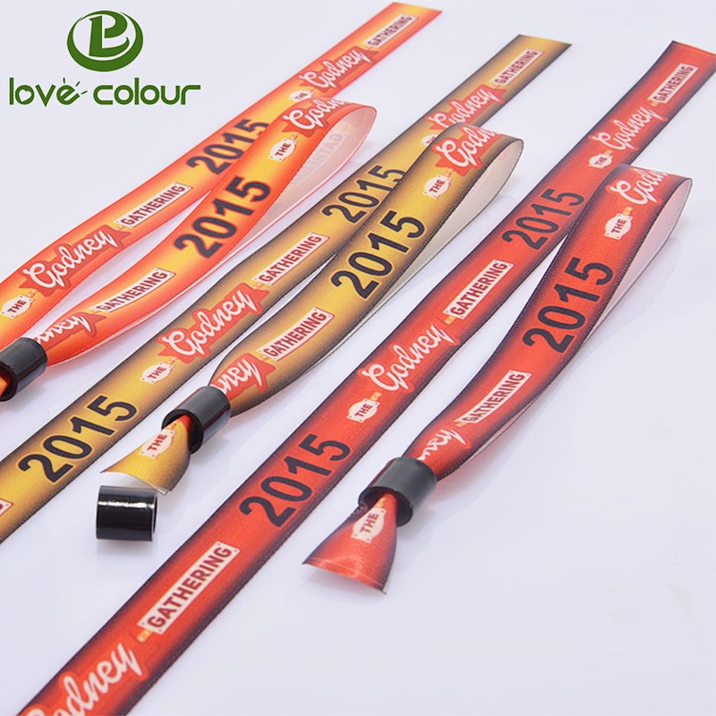 OEM Free Design good quality Customized Logo Event Festival Ribbon Satin Bracelet Fabric Wristband