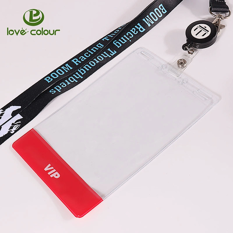 PVC Vertical Badge Card Holders with Lanyards for VIP
