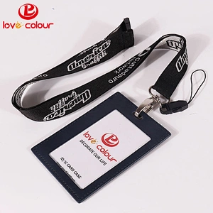 Custom id card holder woven lanyard strap neck ribbon