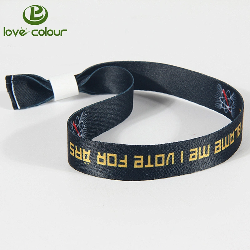 Full color printing festivals cloth wristband with black slide lock