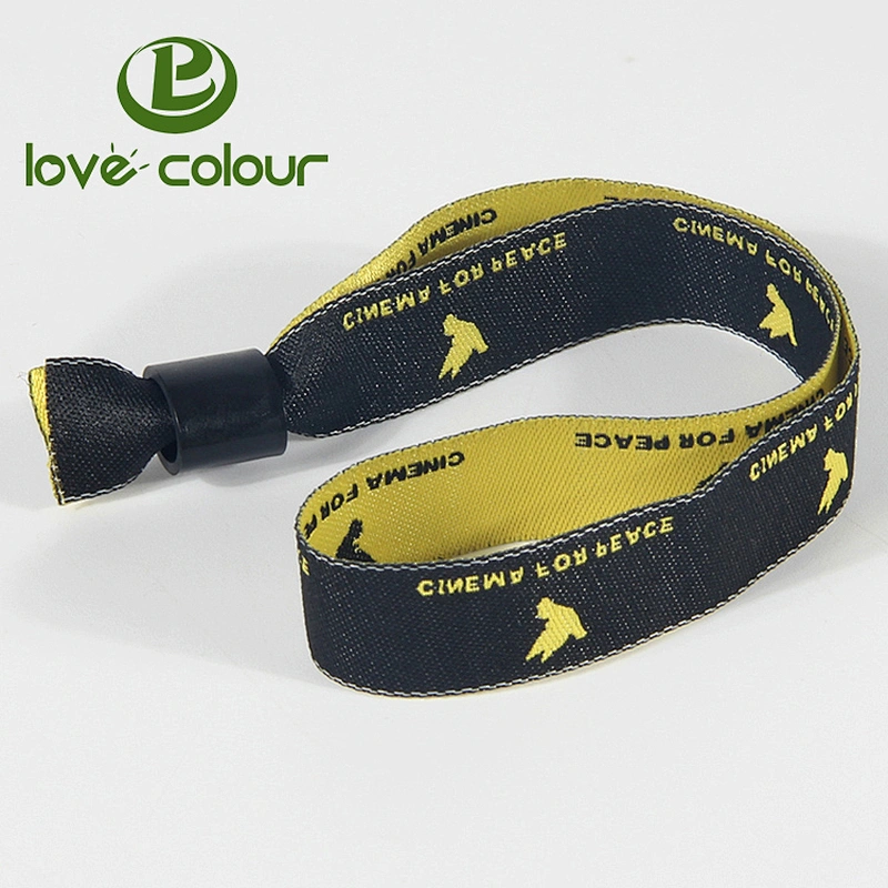 High quality custom red wristband/festival fabric wristband with plastic clip