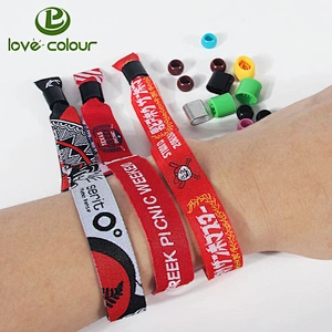 New product polyester ribbon wristbands with colorful lock