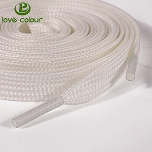 Custom colorful flat polyester shoelace with plastic tips