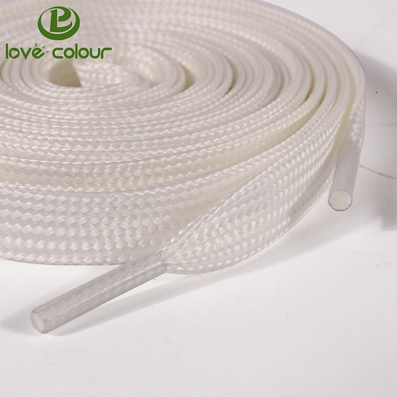 Custom colorful flat polyester shoelace with plastic tips