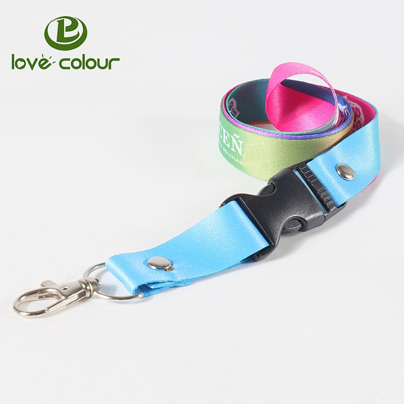 Colorful heat transfer lanyard printing polyester neck strap for promotion