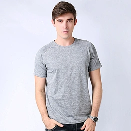 Printed Cotton Material Advertising Promotion T-Shirt Grey