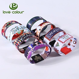 Polyester custom novelty fabric elastic wristband bracelet for festival