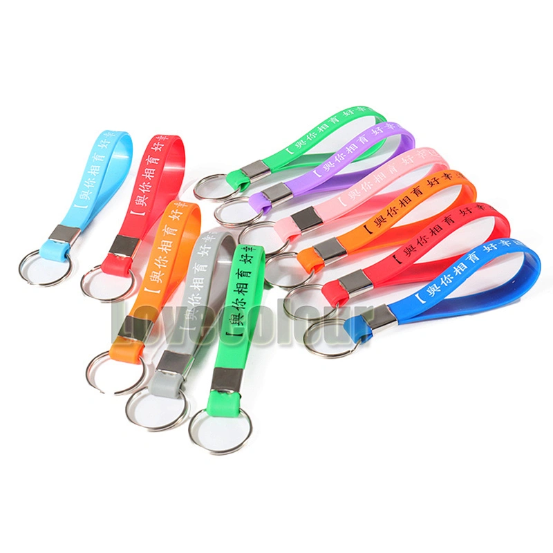 Cute personalized custom rubber wristband silicone keychain for keys