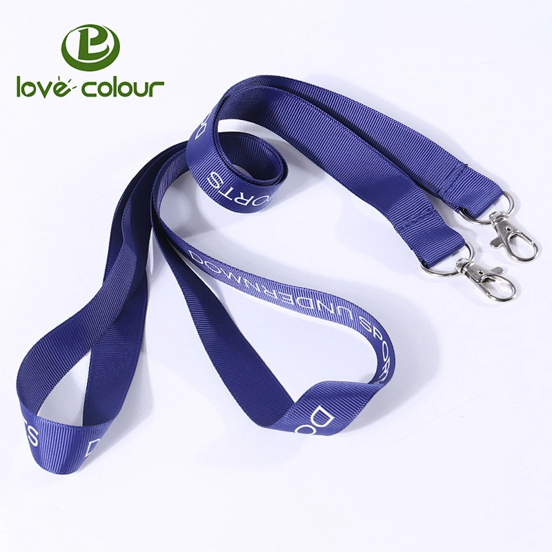 Custom flat polyester keychain lanyard strap with silk screen printing
