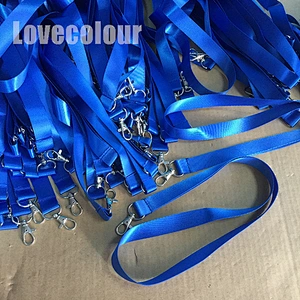 Polyester custom blank keychain neck ribbon / plain blue lanyard