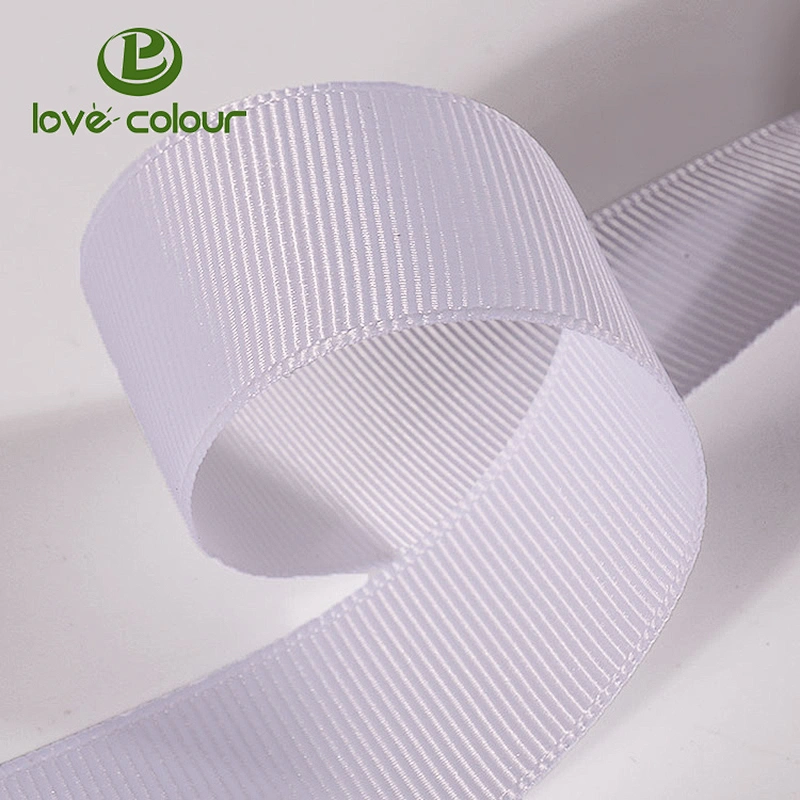 Custom Pretty 3/8 inch Polyester White Grosgrain Ribbon Tape