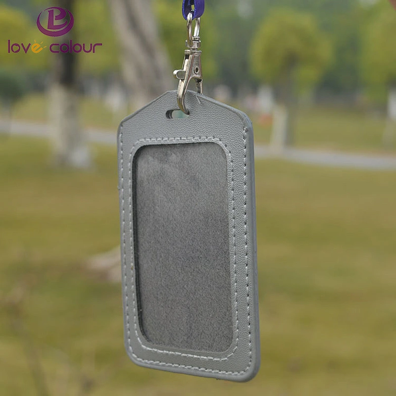 Custom waterproof business pu name punch id badge card holder