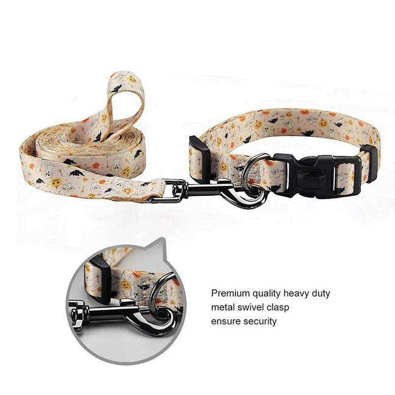 Sublimation printing pet dog collar leashes fun patterns dog collar with matching Leash