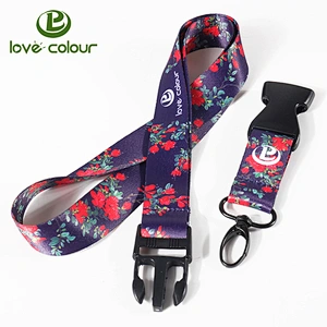 Polyester printed flag lanyard with custom black logo