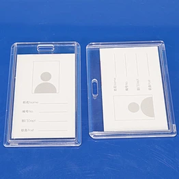 Hard plastic ID card holder for employee